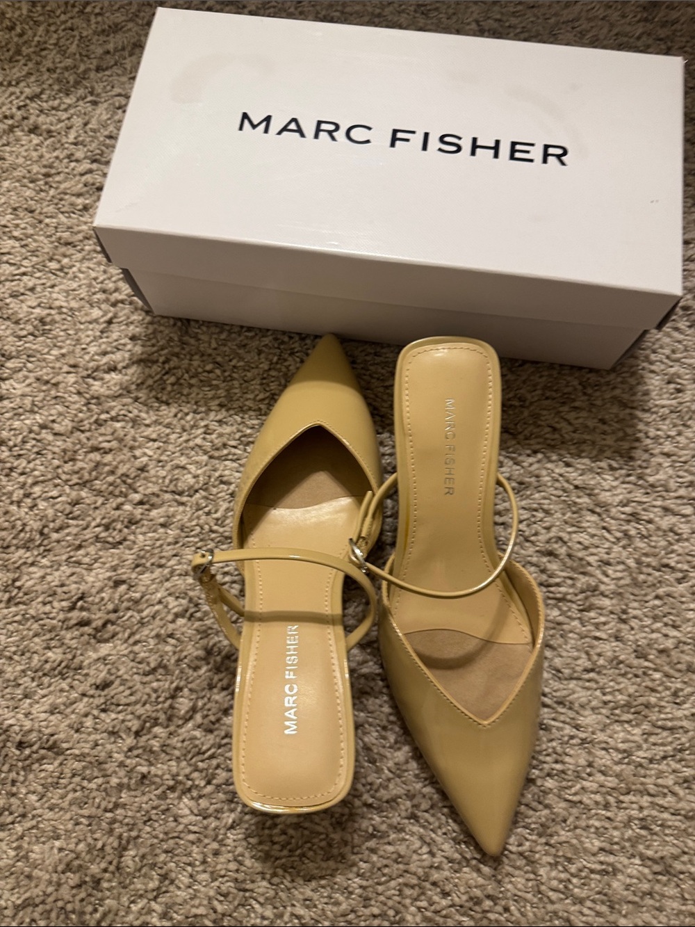 Marc Fisher Pointed-Toe Yellow Slingback Mules